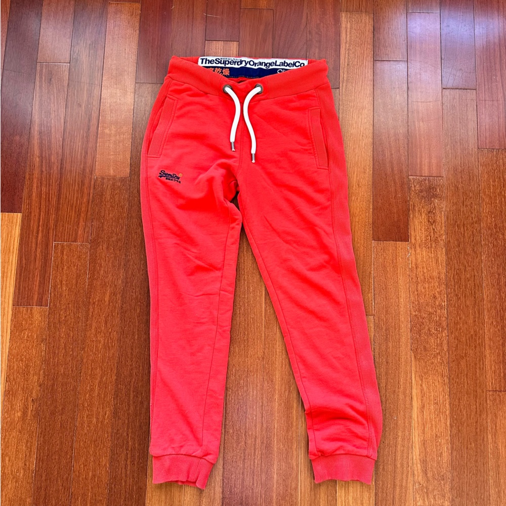*The Superdry Orange Label Co. Red Tapered Joggers Slim Fit Size Small